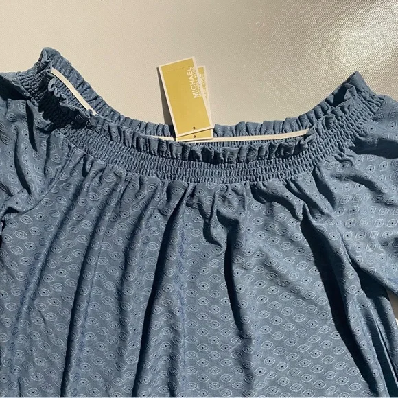 NEW Size M MICHAEL Michael Kors Shoulder Top Polyester Elastane Chambray $88 - Picture 6 of 10
